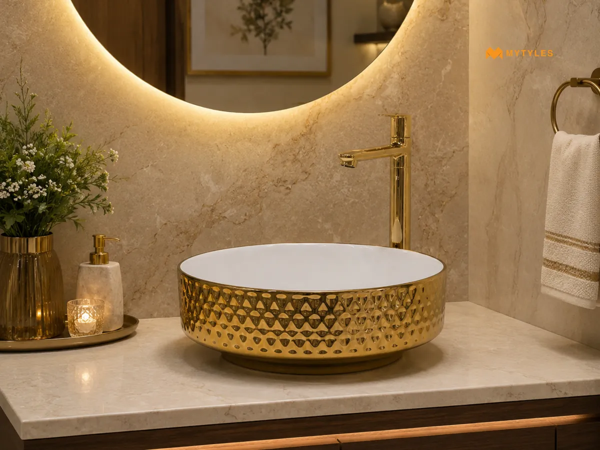 Gold Textured Wash Basin